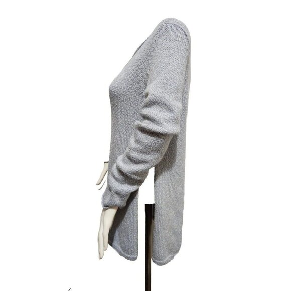 Eileen Fisher Ballet Neck Pullover Sweater Womens Size S Side Slit Blue gray CJ6 - Picture 3 of 9